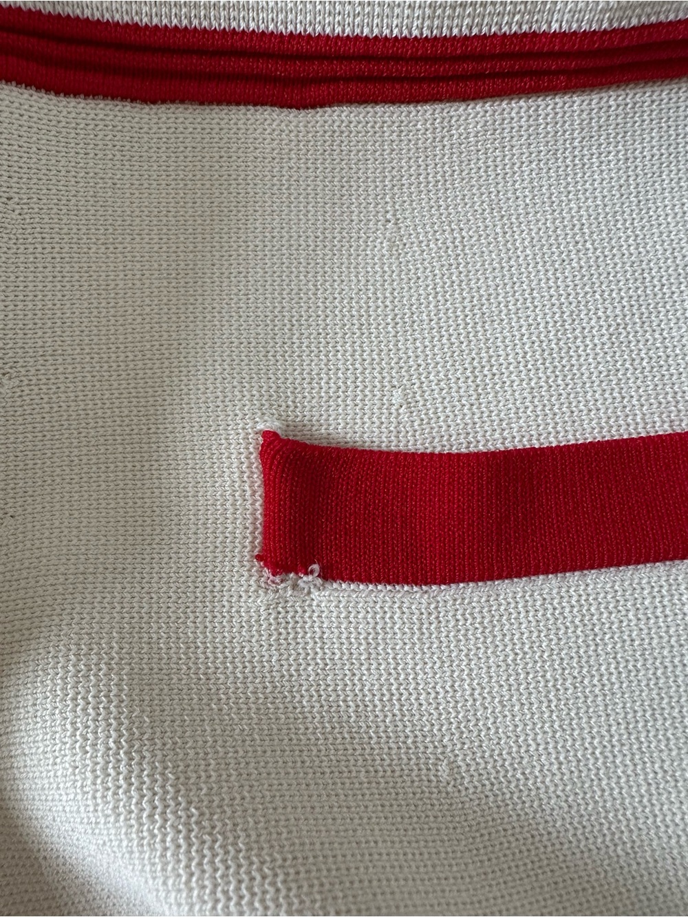 Sandro Cream and Red Dress with Pearl Buttons - Picture 6 of 7